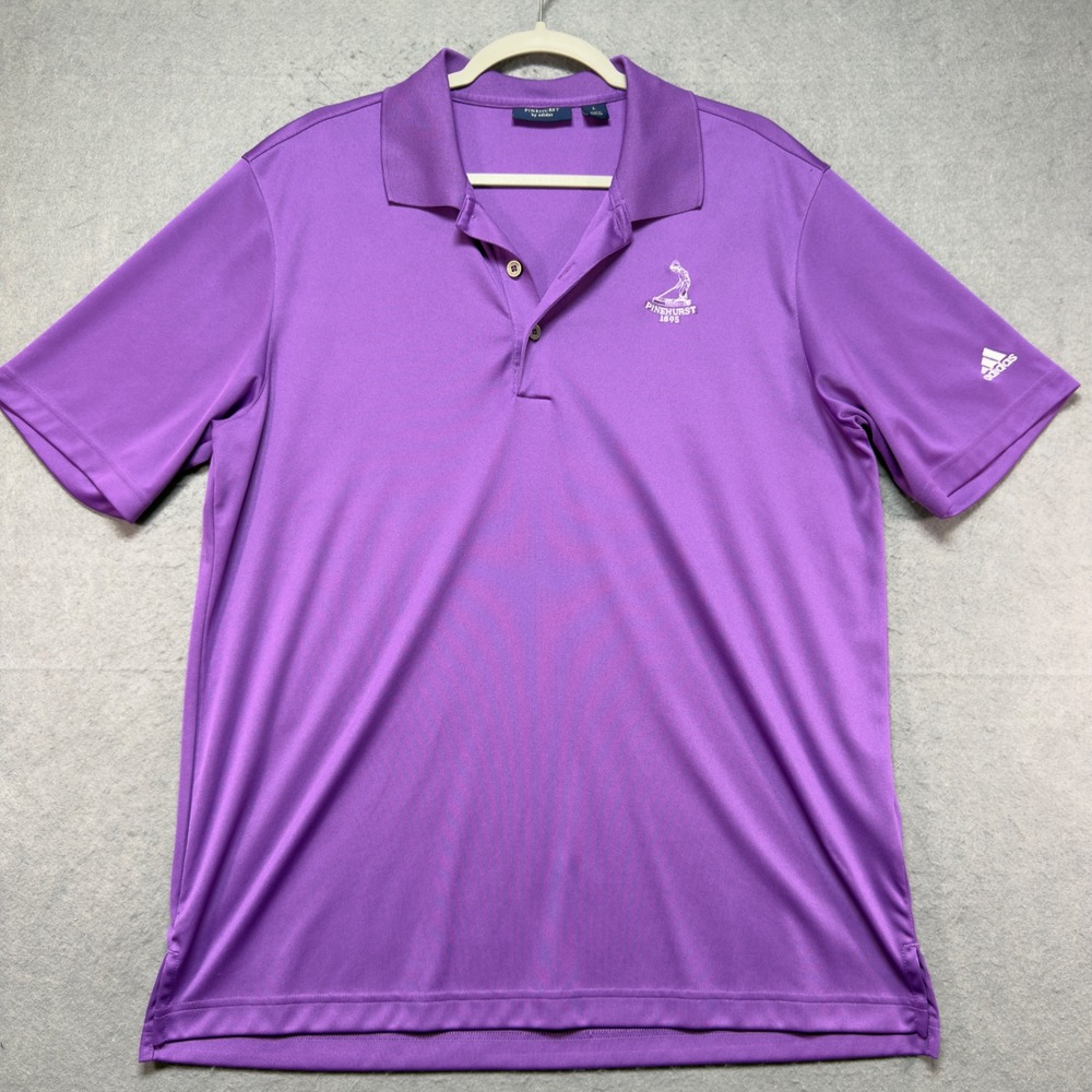 Adidas‎ Pinehurst 1895 Mens Purple Golf Polo Shirt Size Large Short Sleeve Logo